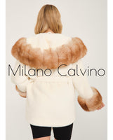 ALCBOLL White Alcantara Coat W/ Red Fox Fur