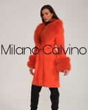 -DOBLE- Cashmere Coat w/ Fur ( Orange )