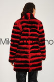 Women Chincilla Rex Long Jacket (Fire Red)