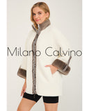 ALCBOLL White Alcantara Coat W/ Snake Leateher And Mink Fur