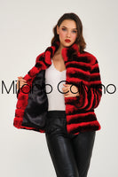 Women Chincilla Rexx Short Jacket (Fire Red)