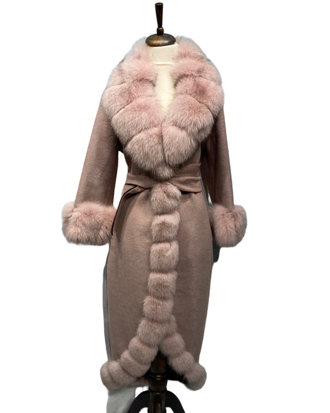 Sultan Alpaka Wool Coat w/ Fur ( Pink )