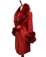 -DOBLE- Cashmere Coat w/ Fur ( Red )