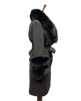 -DOBLE- Cashmere Coat w/ Fur ( Black )