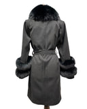 -DOBLE- Cashmere Coat w/ Fur ( Black )