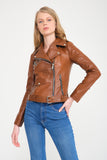 - X1O - Genuine Leather Jacket (Tan Brown)