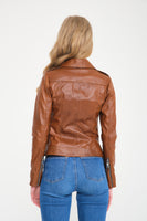 - X1O - Genuine Leather Jacket (Tan Brown)