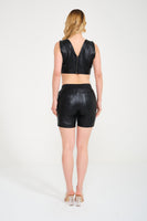 Genuine Leather Shorts ( Black )