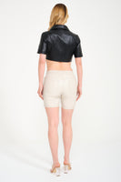 Genuine Leather Shorts ( Cream )