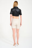 Genuine Leather Shorts ( Cream )