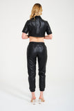 Women Genuine Leather Pant ( Black )