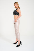 Women Genuine Leather Pant ( Nude Pink )