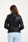 -DOUBLE ZIP- Slim Fit Women Leather Jacket ( Black )