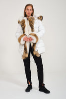 Puffer Jacket w/ Fur (White and Racoon)