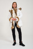 Puffer Jacket w/ Fur (White and Racoon)