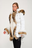 Puffer Jacket w/ Fur (White and Racoon)