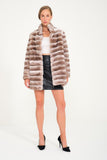 Women Chincilla Rex Long Jacket (Latte Color)