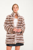 Women Chincilla Rex Long Jacket (Latte Color)