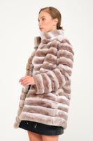 Women Chincilla Rex Long Jacket (Latte Color)