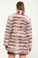 Women Chincilla Rex Long Jacket (Latte Color)