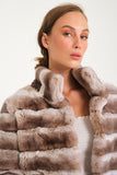 Women Chincilla Rex Long Jacket (Latte Color)