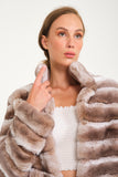 Women Chincilla Rex Long Jacket (Latte Color)