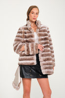 Women Chincilla Rex Long Jacket (Latte Color)