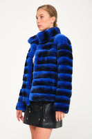 Women Chincilla Rexx Short Jacket (Night Blue)