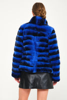 Women Chincilla Rexx Short Jacket (Night Blue)
