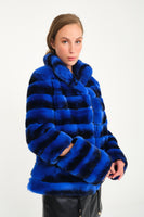Women Chincilla Rexx Short Jacket (Night Blue)