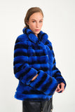 Women Chincilla Rexx Short Jacket (Night Blue)