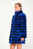 Women Chincilla Rex Long Jacket (Night Blue)