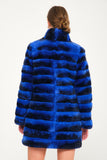 Women Chincilla Rex Long Jacket (Night Blue)