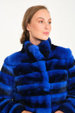 Women Chincilla Rex Long Jacket (Night Blue)