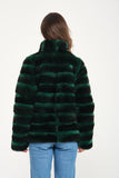 Women Chincilla Rex Short Jacket (Night Green)