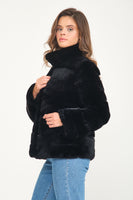 Women Chincilla Rex Short Jacket (Full Black)