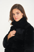 Women Chincilla Rex Short Jacket (Full Black)