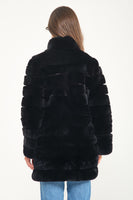 Women Chincilla Rex Long Jacket (Full Black)