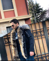 For Men Water Proof Parka w/ Removable Natural Raccoon Fur