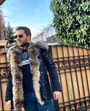 For Men Water Proof Parka w/ Removable Natural Raccoon Fur