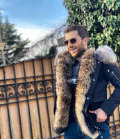 For Men Water Proof Parka w/ Removable Natural Raccoon Fur