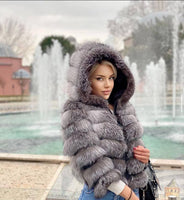 Fross Silver Fur Jacket w/ Hoodie
