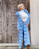 Long Tricot Cardigan w/ Fin Fur (Blue)