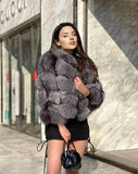 5-4 Women Silver Fross Fur Jacket